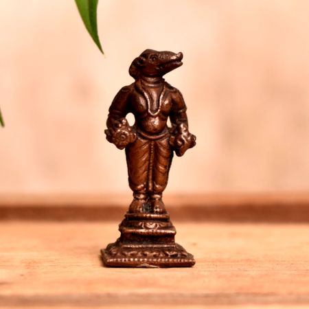 Brown Copper Lord Hayagreeva Statue for Worship